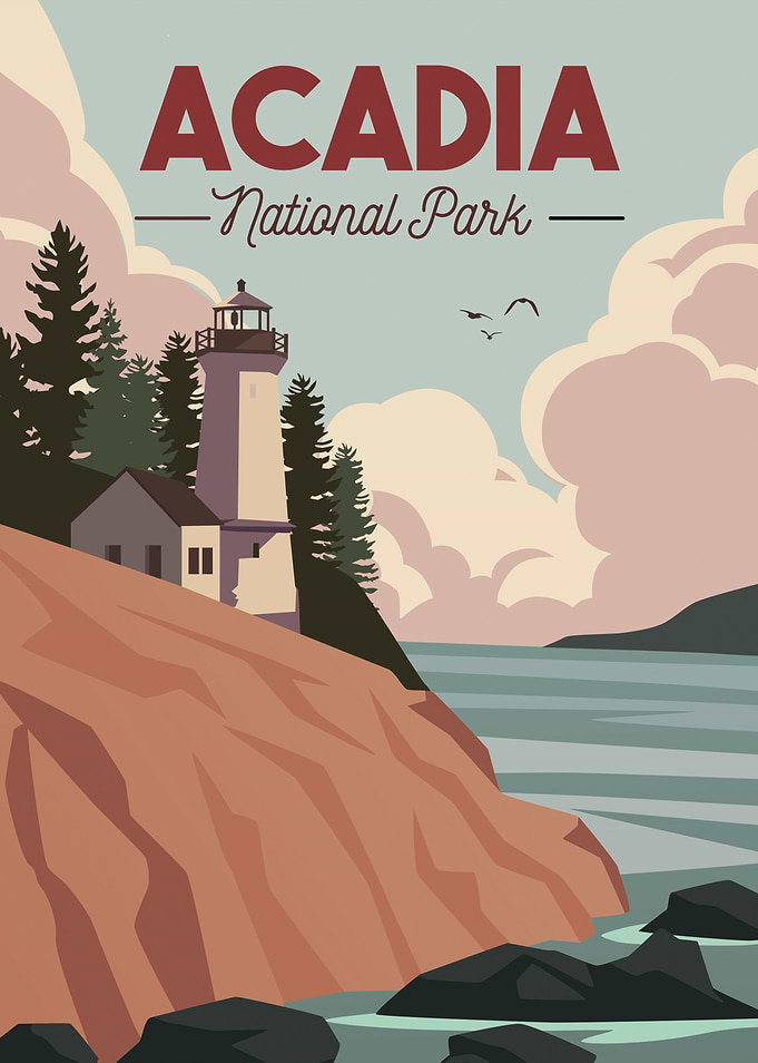 Acadia National Park Vintage Travel Poster