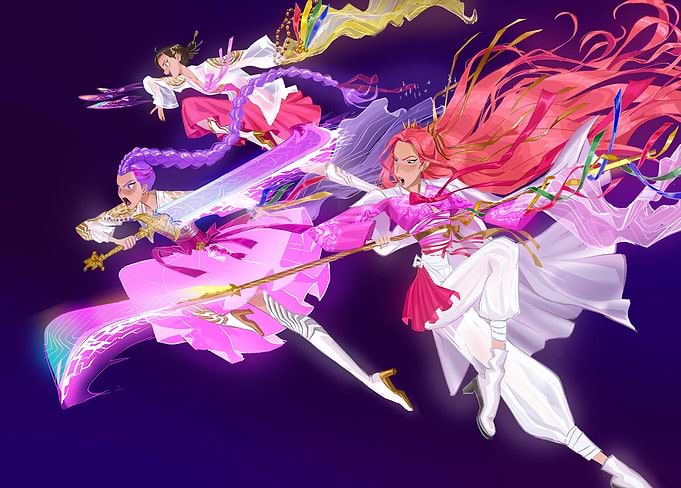 Vibrant K-Pop Demon Hunter Squad