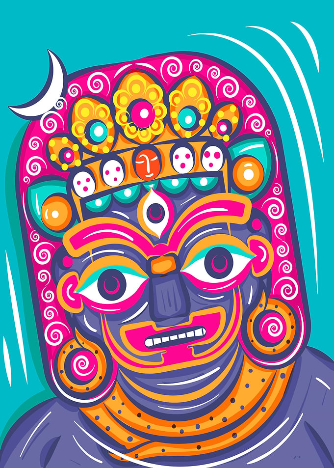 Colorful Hindu Deity Illustration