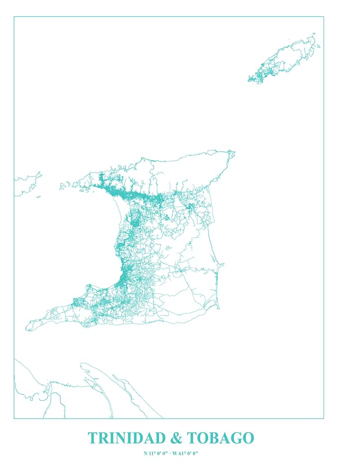 Trinidad & Tobago Map in Teal