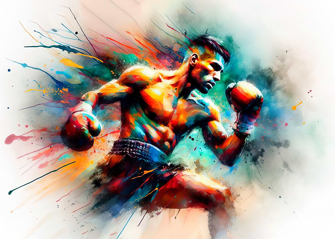 Colorful Boxer in Action
