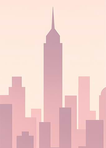 Pink Cityscape Silhouette