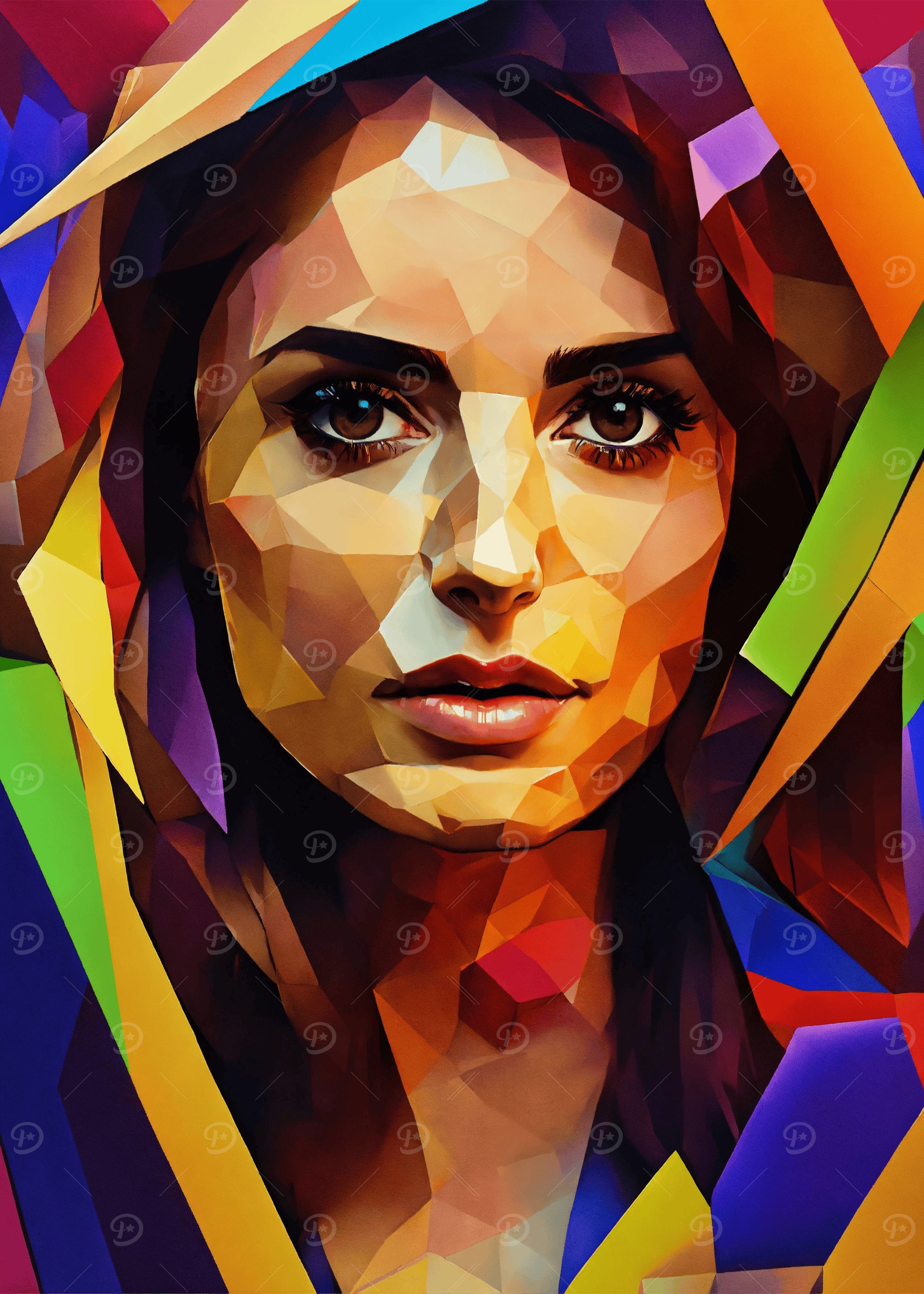 Colorful Geometric Portrait of a Woman