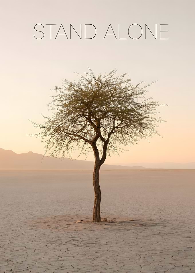 Lone Tree in Desert Landscape