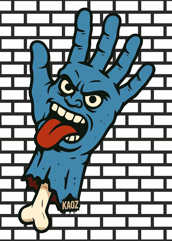 Cartoon Zombie Hand with Bone