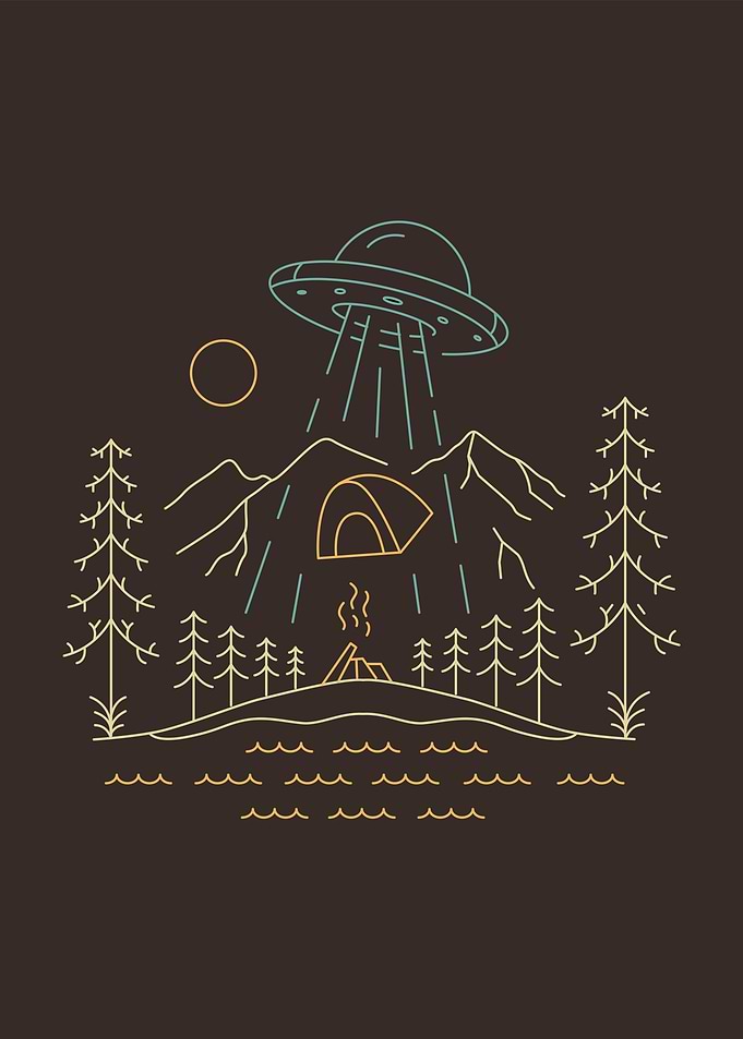 Alien Abduction Camping Minimalist Art