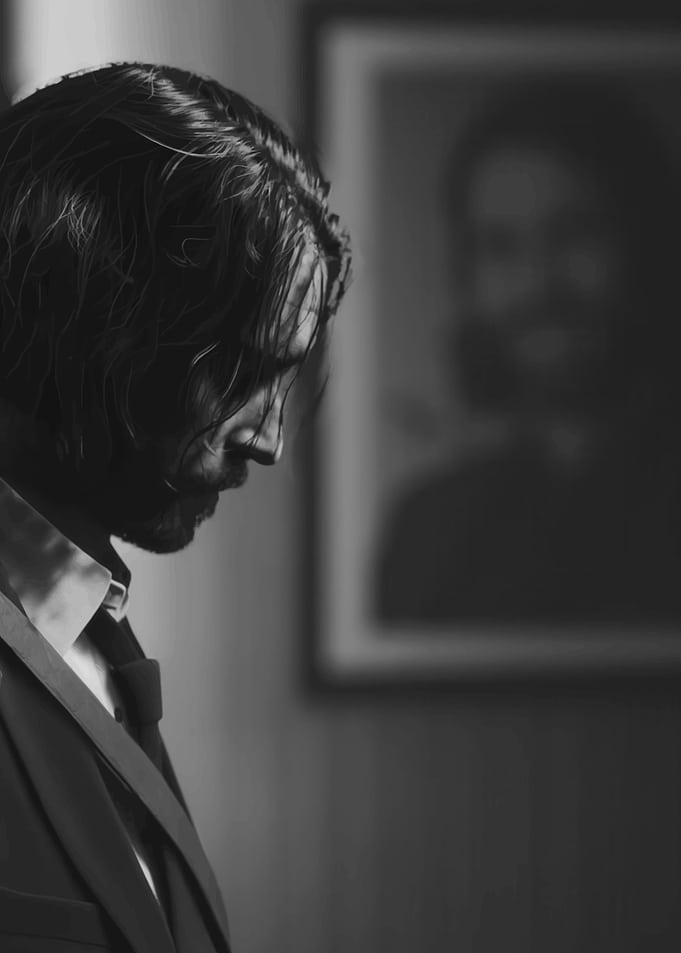 Monochrome portrait of a man in suit