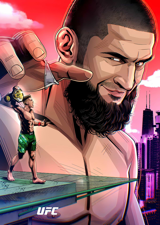 khamzat chimaev vs DDP Ufc Poster
