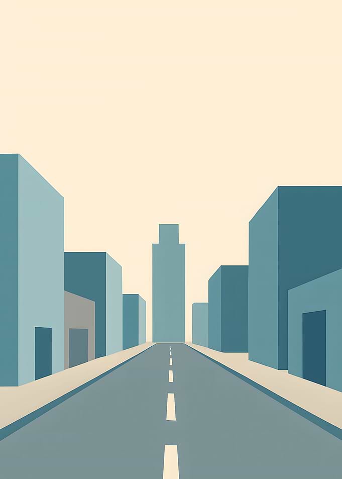 Minimalist Cityscape with Road