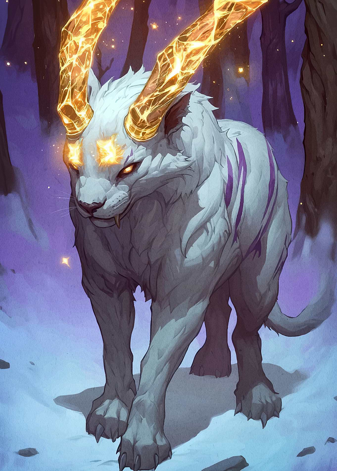 Glowing Horned Beast Winter Forest