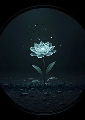 Glowing Lotus Flower in Dark Setting