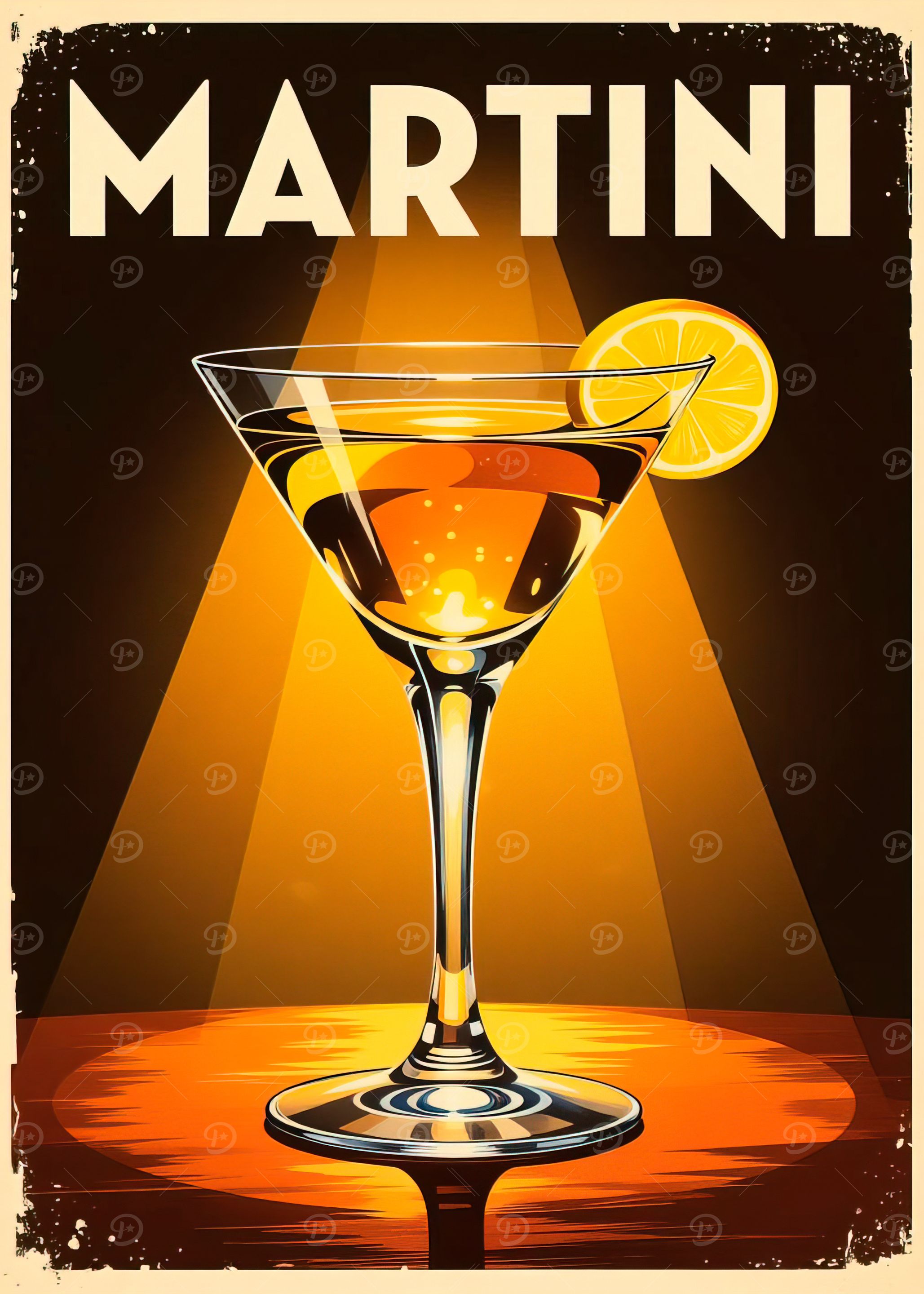 Martini Cocktail Vintage Style Poster