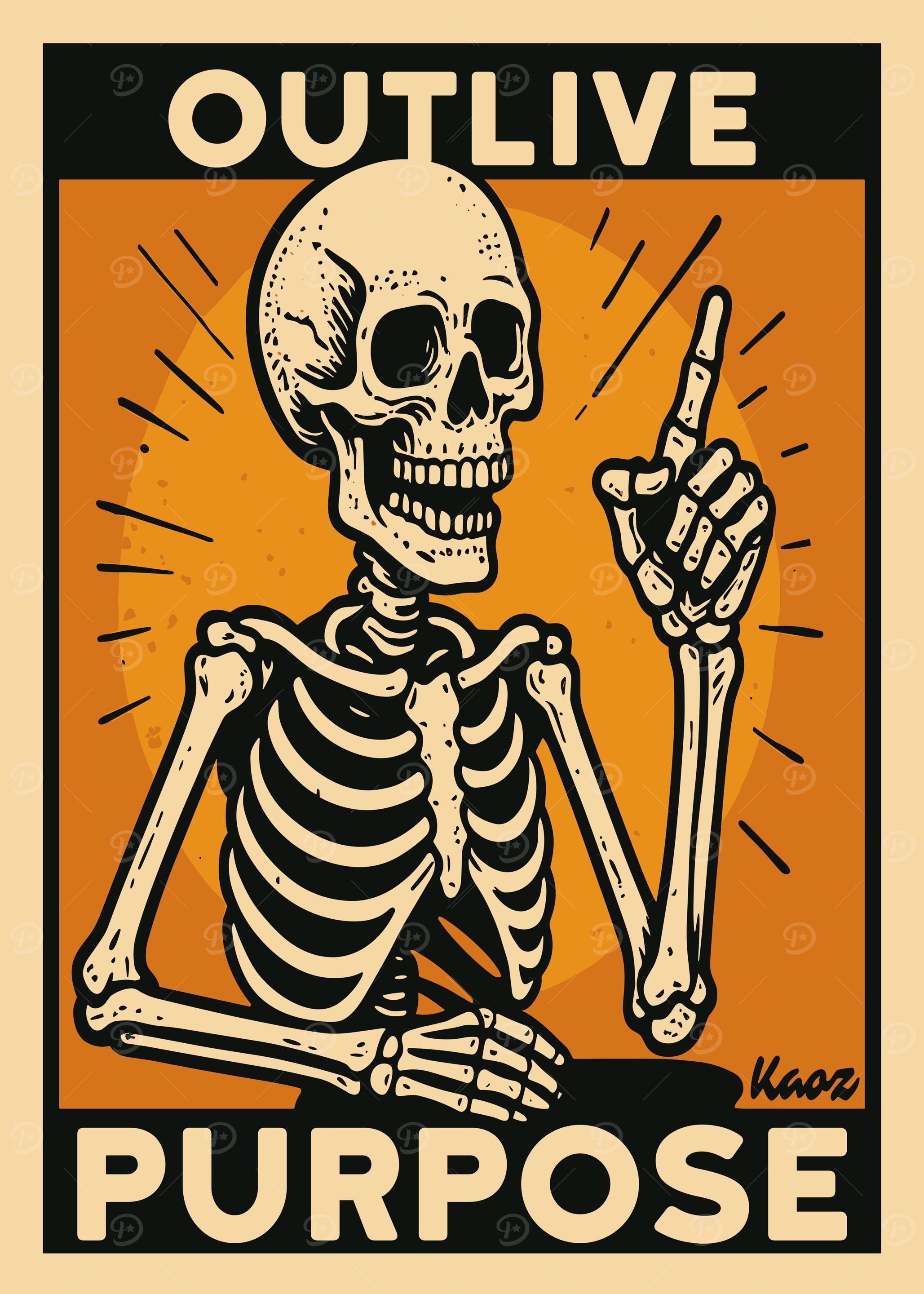 Outlive Purpose Skeleton Illustration