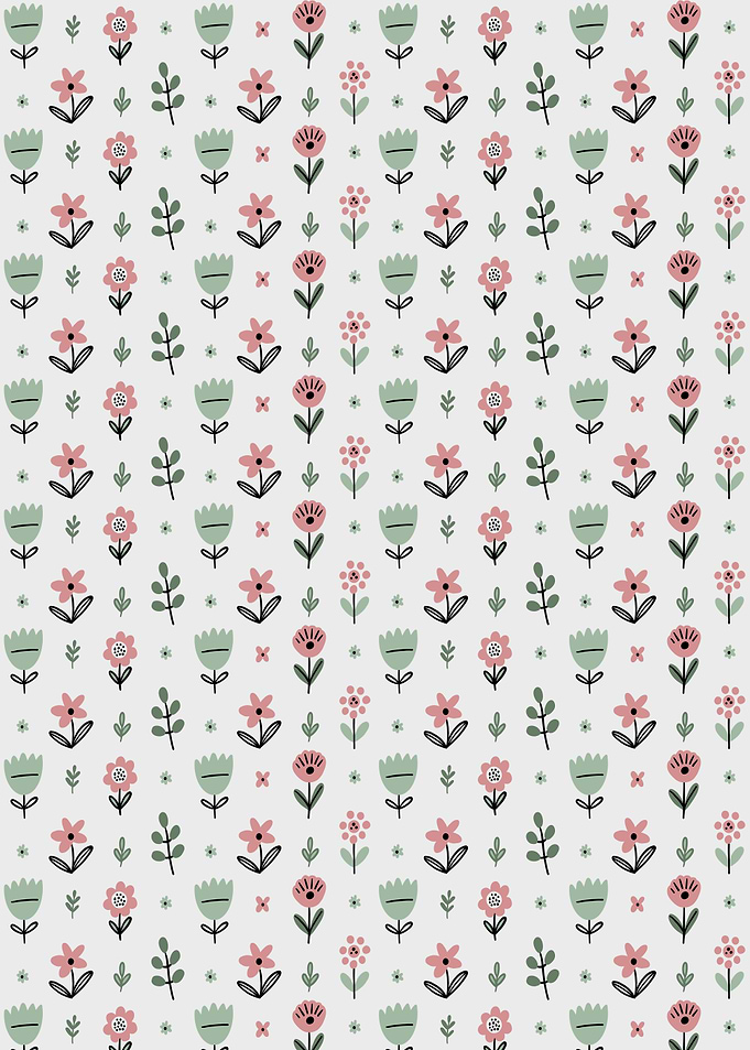 Floral Pattern with Pink and Green Flowers
