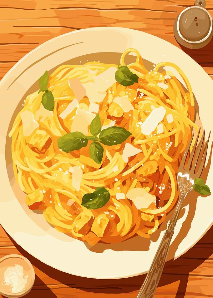 Pasta Dish with Basil and Cheese