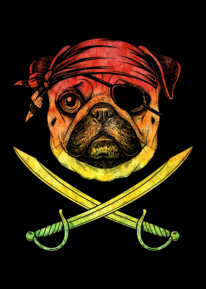 Pirate Pug with Crossed Swords
