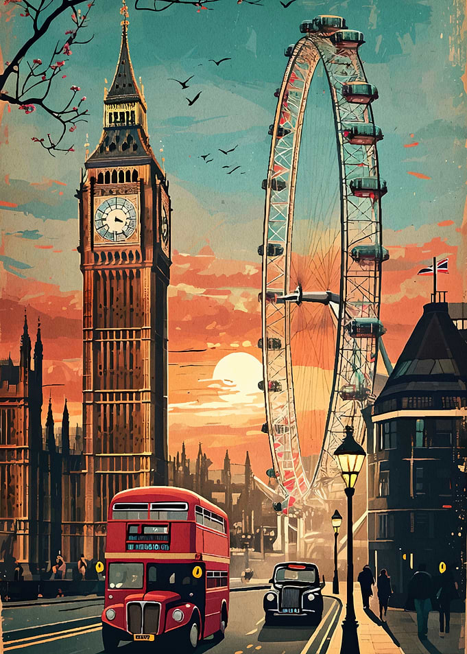 London cityscape Big Ben Eye