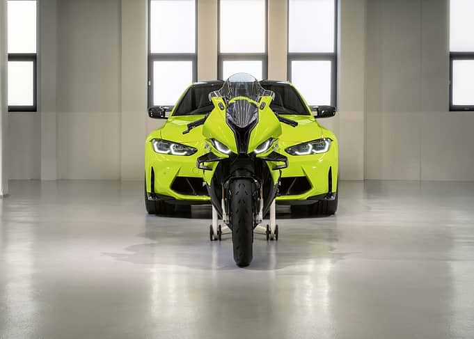 Lime Green Car and Motorcycle