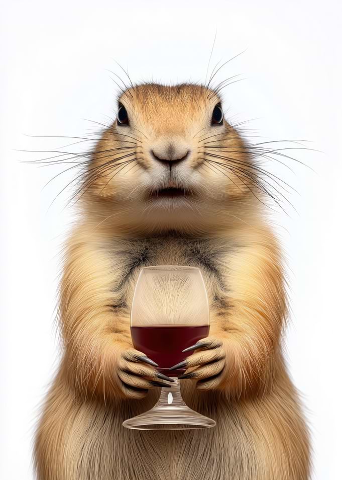 Prairie Dog with Wine Glass