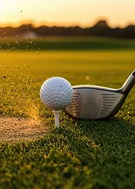 Golf ball on tee with club
