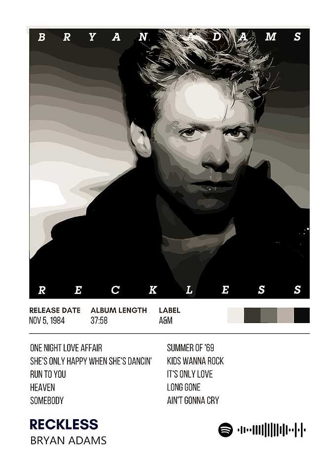Bryan Adams Reckless Album Cover Art