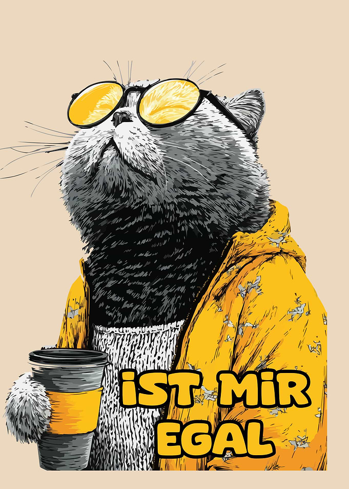 Cool Cat with Coffee and Attitude