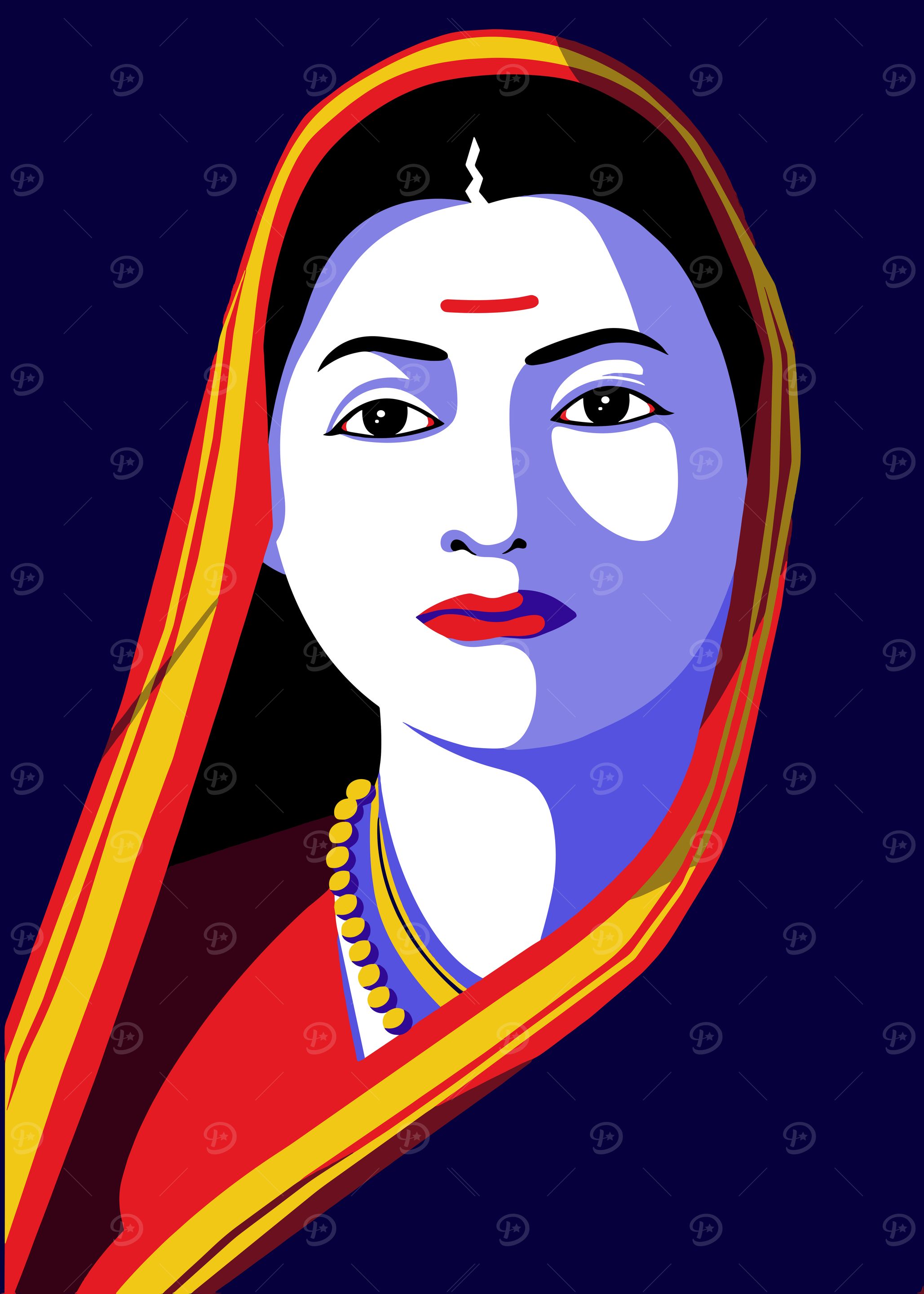 Savitribai Phule Portrait, Digital Art