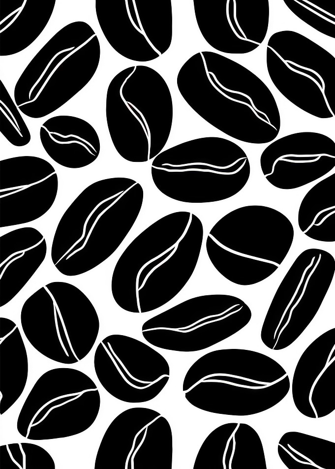Coffee Beans Black and White Pattern