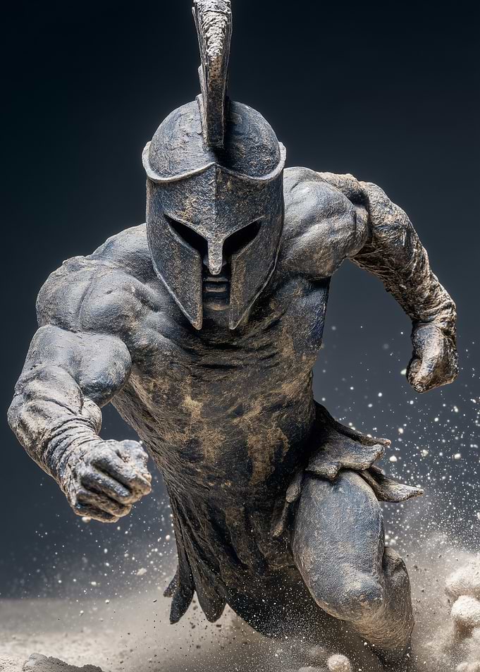 Spartan Warrior Statue in Motion