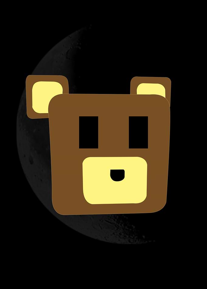 Blocky Bear on Dark Moon Background