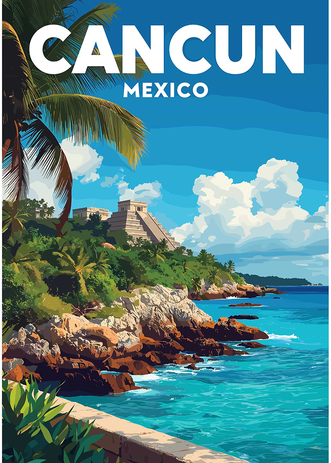 Cancun Mexico Travel Poster
