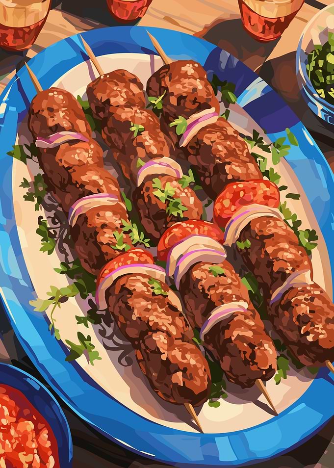 Grilled Meat Skewers with Vegetables