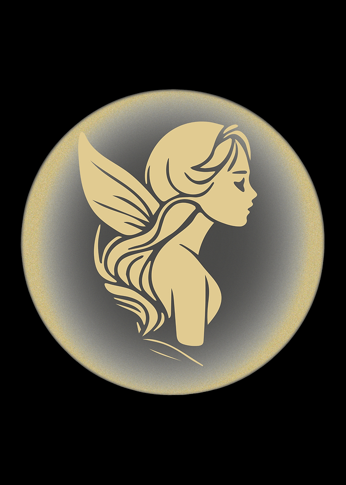 Golden Fairy Silhouette on Black Background