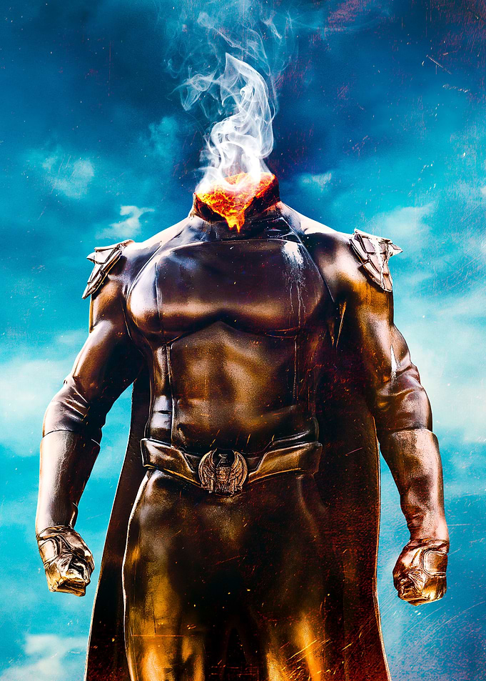 Fiery Headless Superhero
