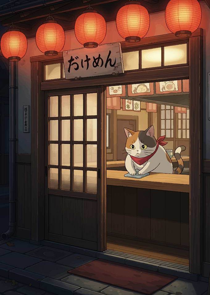 Cat at Japanese Restaurant