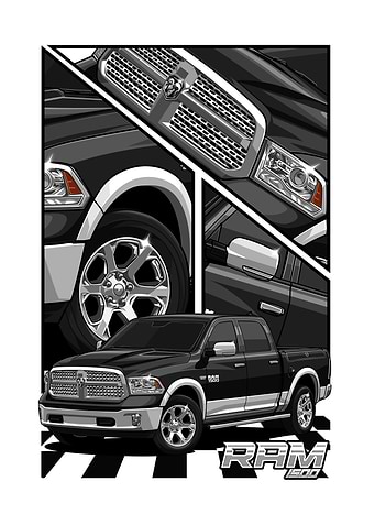 Black RAM 1500 Truck Illustration