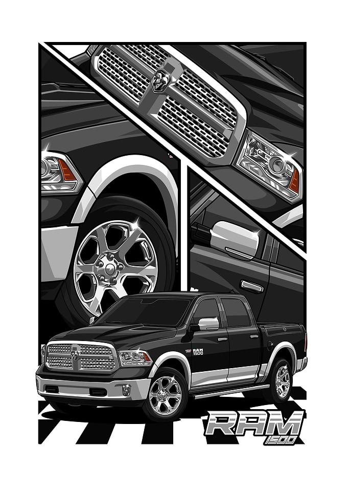 Black RAM 1500 Truck Illustration
