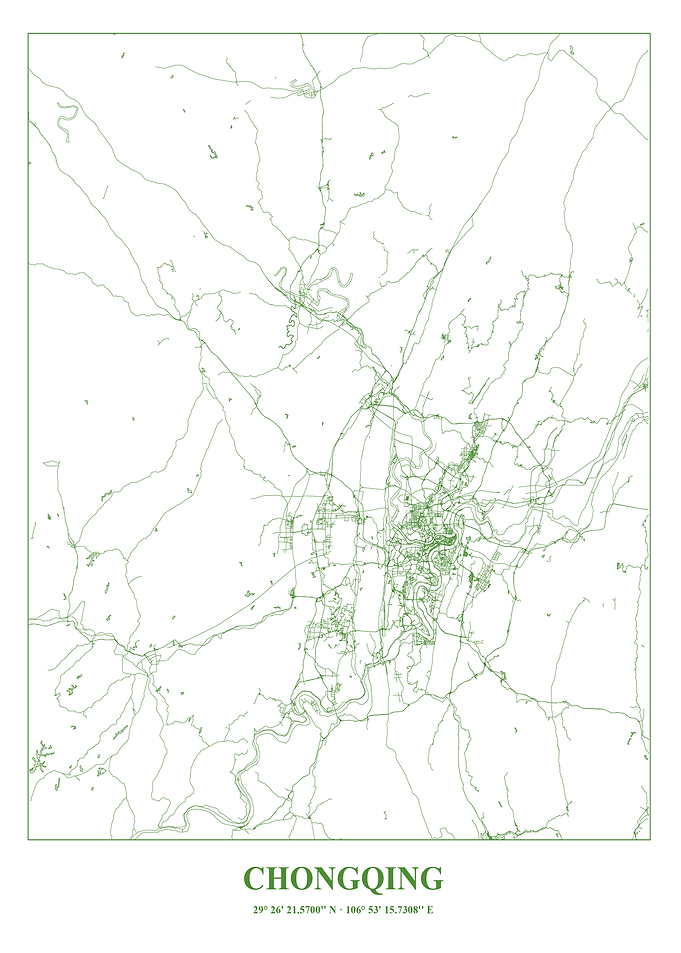 Chongqing City Map - Green Lines
