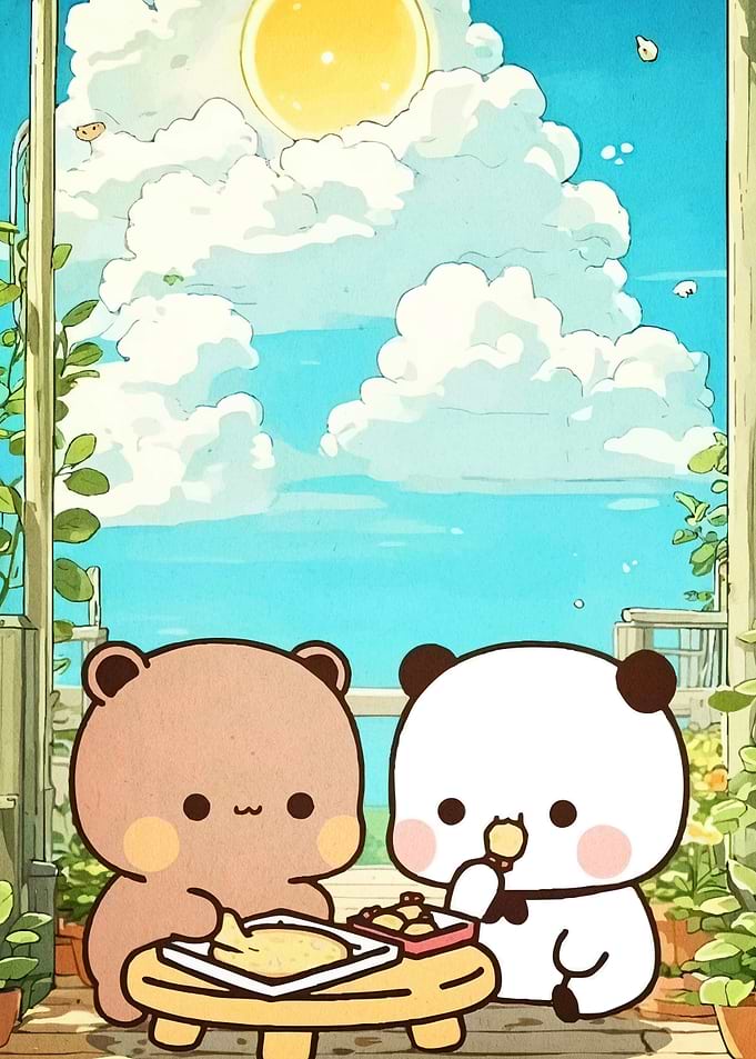 Cute Bears Eating Balcony