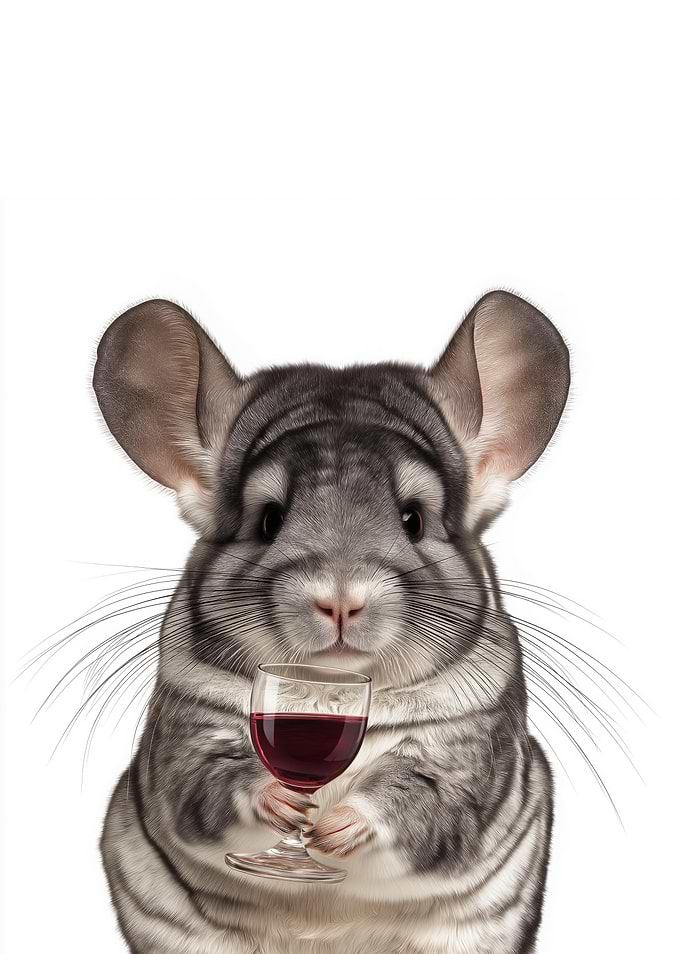 Chinchilla with Wine Glass