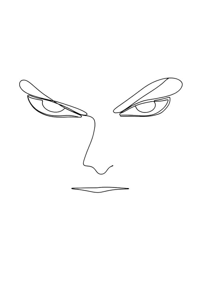 Minimalist Face Expression Line Art
