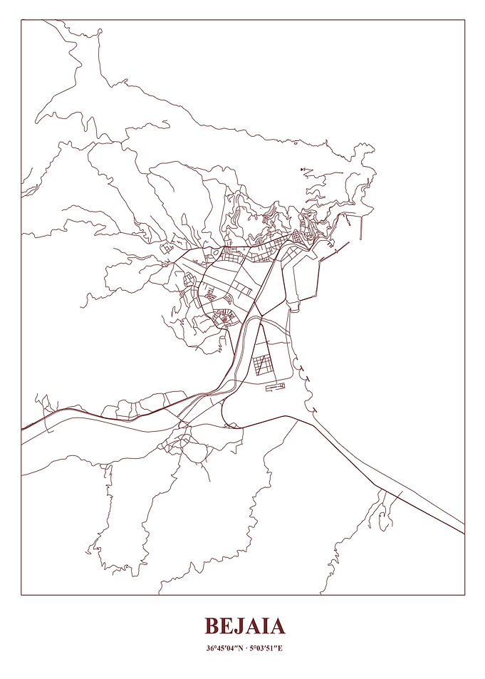 Bejaia City Map - Minimalist Line Art