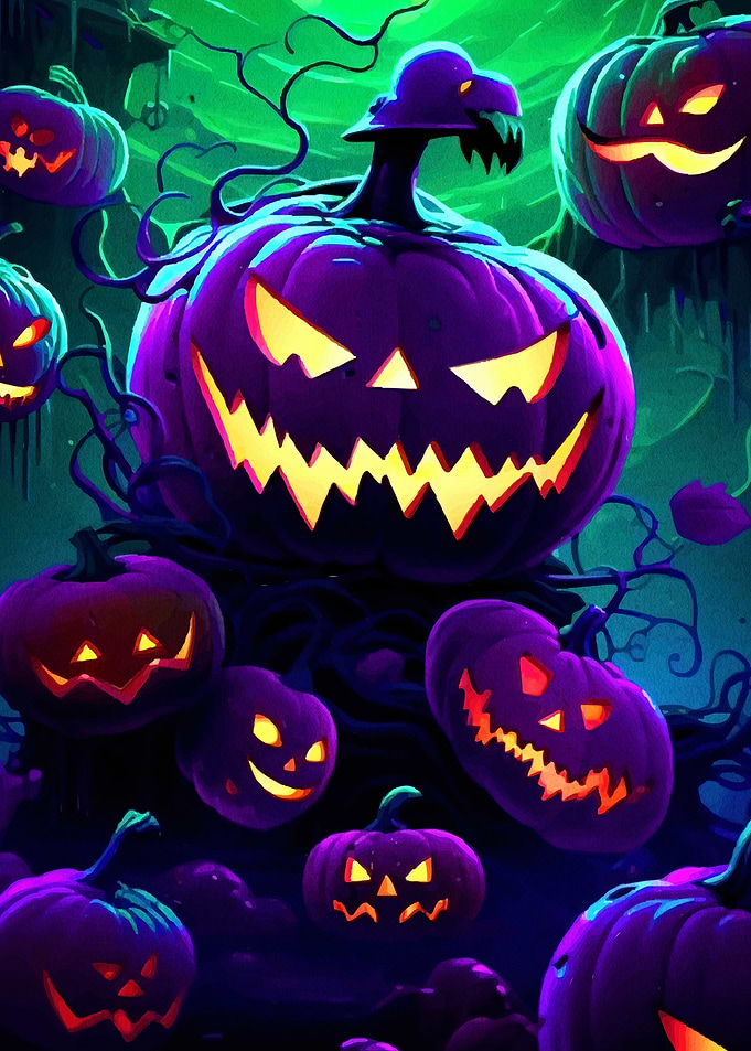 Halloween Pumpkins Glowing Dark