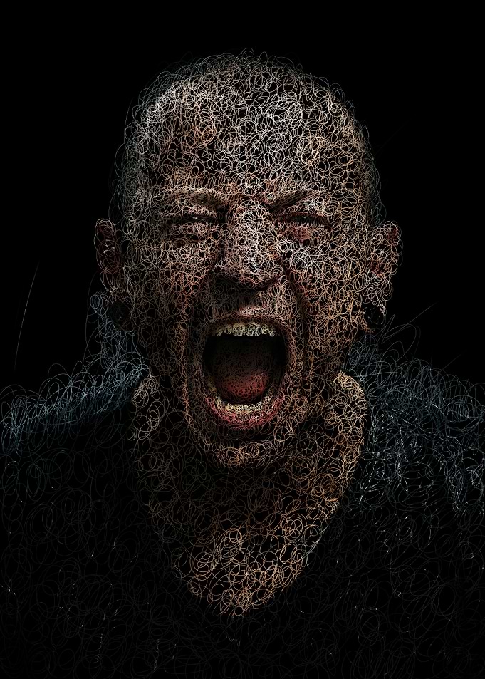 Screaming Portrait with Scribble Effect