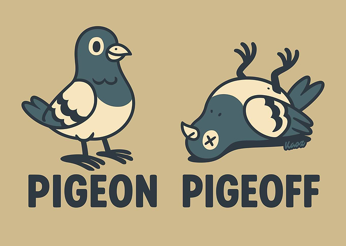 Pigeon Pigeoff Cartoon Illustration