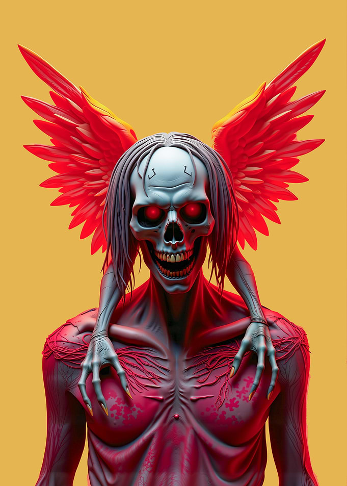 Possessed Guardian | Red-Winged Skull Fantasy Art