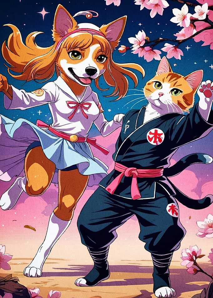 Anime Dog Cat Japanese