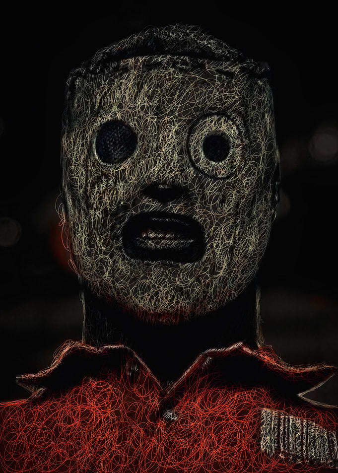 Masked Figure in Red Shirt