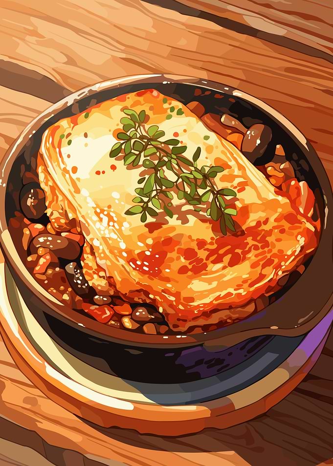 Delicious Lasagna Dish Illustration