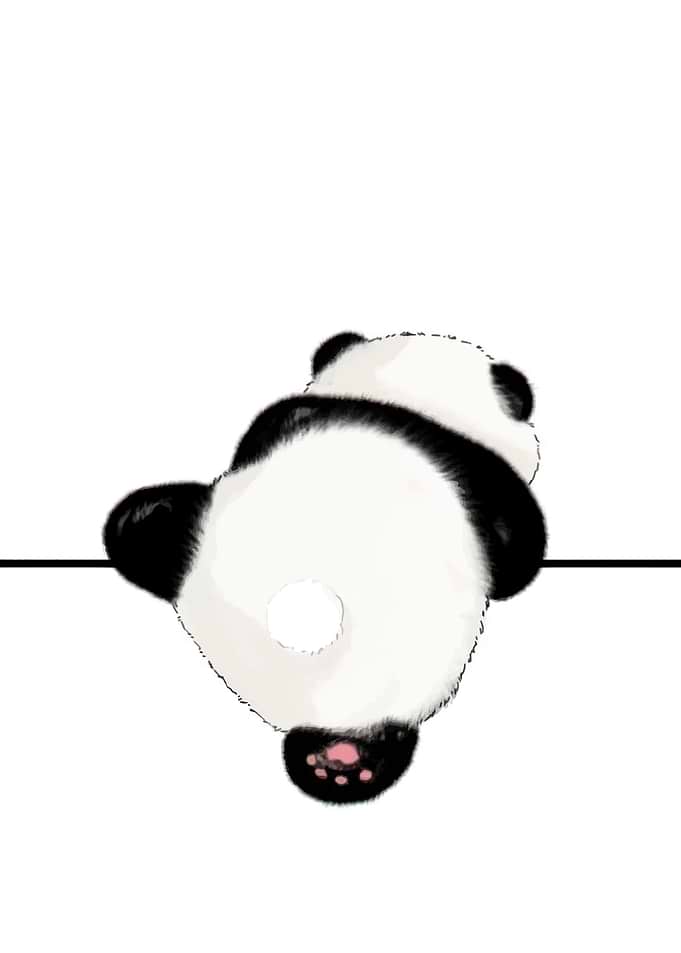 Cute Panda Back View Illustration
